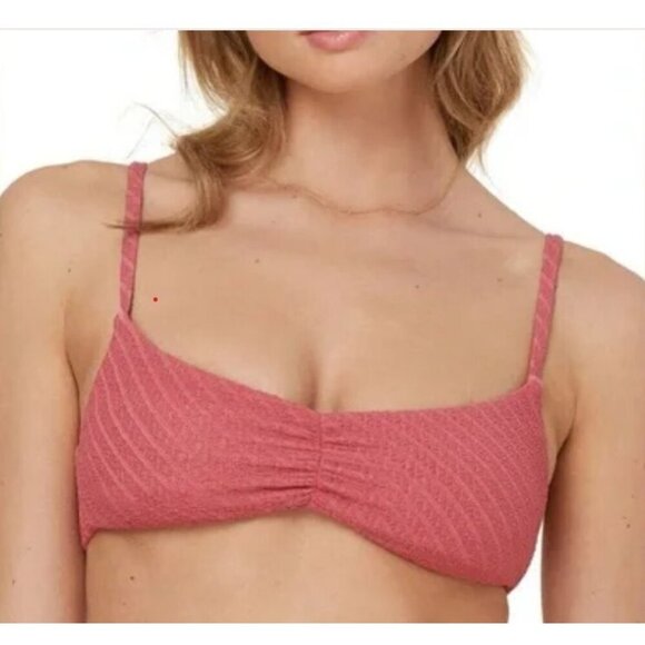 Andie Women's L The Symi Swim Top Sedona Rose Textured Ruched NWT - Picture 1 of 16